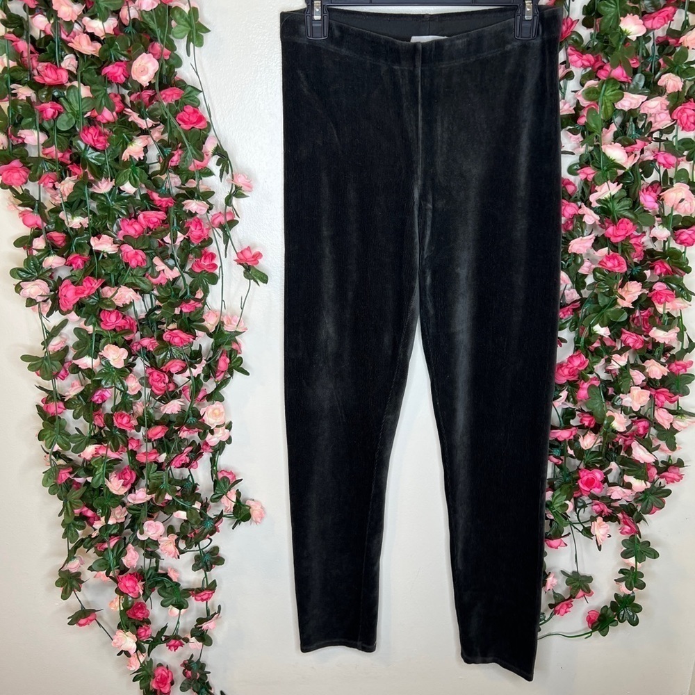 Vince Women's Black Velvet Pull-on Stretch Leggings Pants Size Large Casual